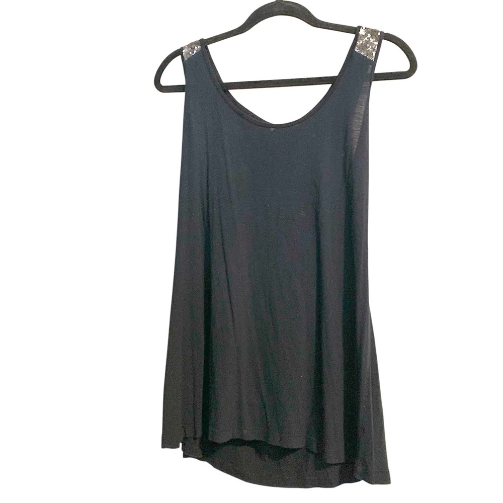 Black Sleeveless Top with Sequin Detail